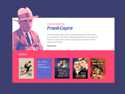 Daily UI challenge #006 — User Profile daily ui design frank capra movie profile ui user profile