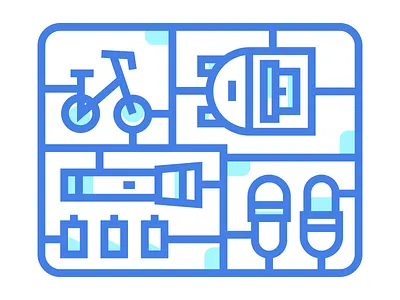 Assemble Traveling assembling backpack battery bicycle flashlight slippers toy travel