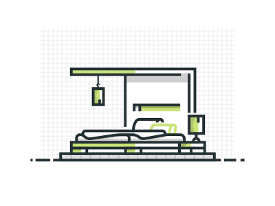 Bedroom bedroom icon interior lineart