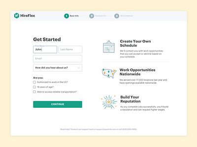 Hireflex Signup business calendar design dreamten forms hireflex illustration landing map signup steps trophy
