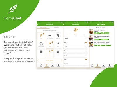 Conceptual App - HomeChef cooking mobile app payment recipe ui user interface ux