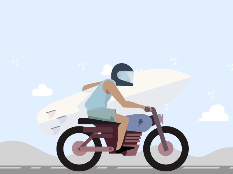 Going Surfing bike bikes discover enjoy explore gif illustration rain riding tour travel vector