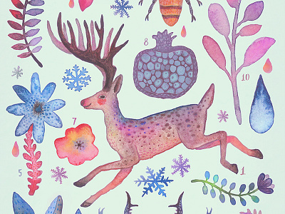 Et coloris natura I animals illustration plants watercolors