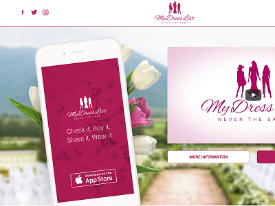 App landing page for MyDressList app dresses flowers iphone landing page purple wedding