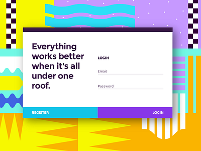 DailyUI Challenge #001 001 colorful dailyui login oneroofagency patterns playful pop register ui