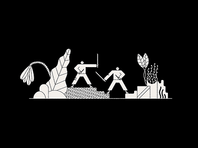 Battle animation battle character fight icon plant rock sword vector