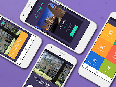 Kamapu City Guides app city flat line icons map material smart cities tourism