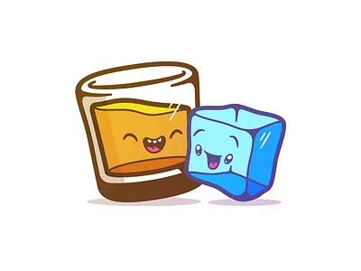 Whiskey Pals art bourbon ice illustration whiskey
