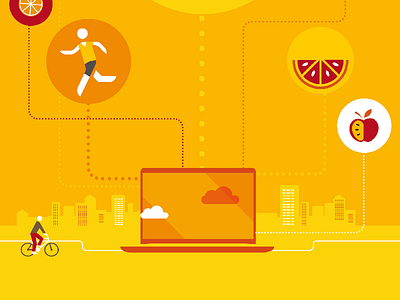 Flatdesign Microsoft4 computer connection flat design illustration laptop yellow
