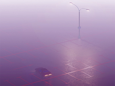 Parking Fog 3d car fog light lowpooly parking polygon render