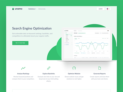Unamo Landing page cloud computer green landing landing page light product seo website