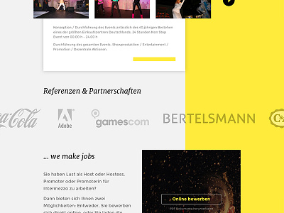 Event Website Facelift columns cta events gallery slider sponsors tradefair yellow