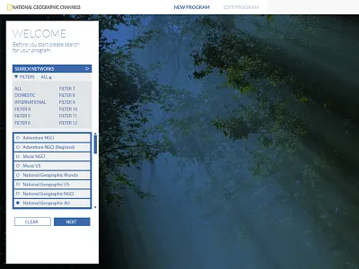 National Geographic Channels b2b interface uiux