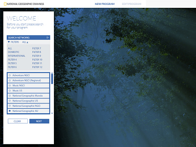 National Geographic Channels b2b interface uiux
