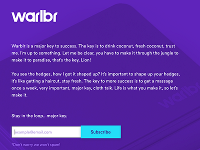 Warblr Landing Page interaction interface majorkey ui warblr web website