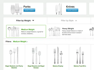 Type Filters ecommerce flatware spoon ui user interface web design