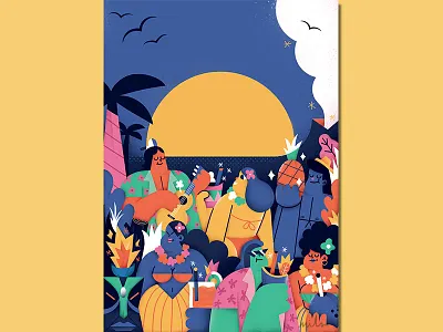 Hawaiian Party fonzynils hawaii illustration party poster tiki