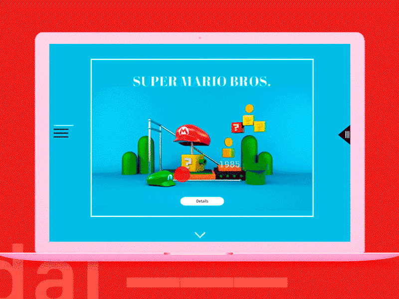 Ux Mario Bros page 3d cinema 4d interface luigi mario nintendo ui ux web
