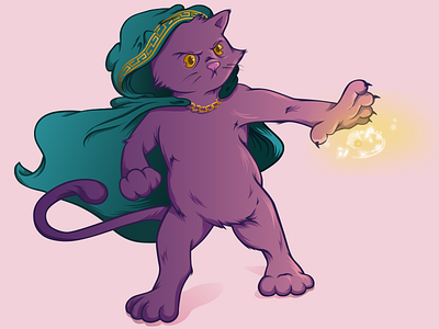 Wizard Cat cape character character design cat concept gradient illustration kitten magic purple wizard