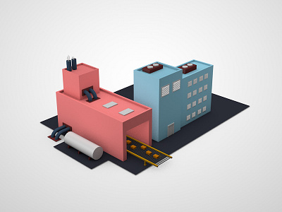 Factory 3d c4d factory low poly