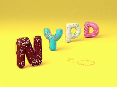 NYPD 3d blender brooklyn 99 coffee donut new york nypd police splinkles type typography