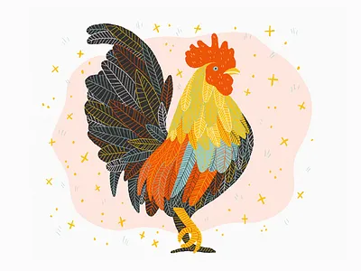 Year of the Rooster chinese new year drawing illustration lunar new year rooster zodiac