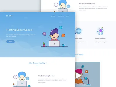 Hosting Landing Page better character clean host hosting illustrator landing landingpage web website