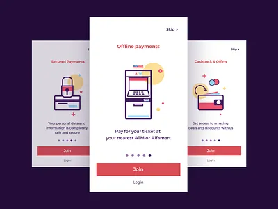 Onboarding Screen_Offline Payments. colours design illustration redbus screens