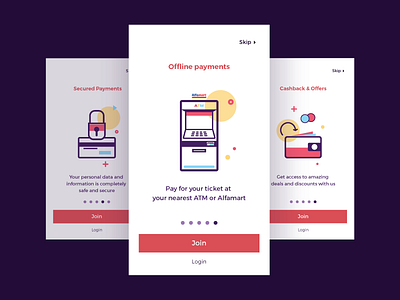 Onboarding Screen_Offline Payments. colours design illustration redbus screens