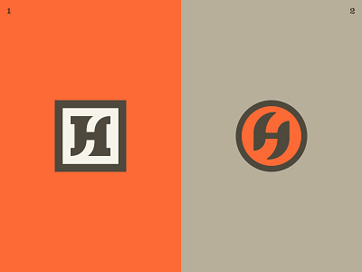 HSco. - monogram 02 angle black circle geometric h logo monogram orange s square tan tilt