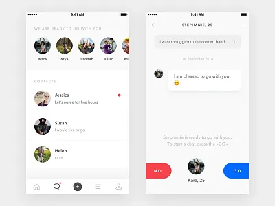Social Network app chat clean dialogs material mobile social network ui ux