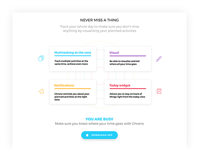 Cronodex. Bottom of the page design manager minimal page task ui ux