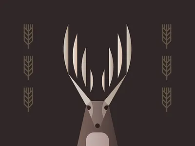 Whitetail deer antlers buck deer field harvest icon illustration nature stag wheat whitetail