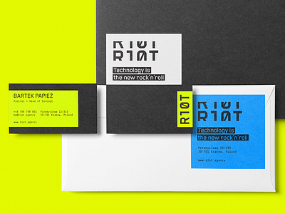 Riot Branding agency branding colors identity logo minimal stationery technology versatile