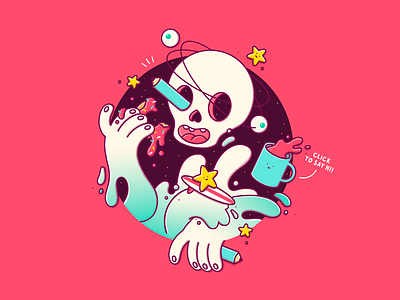 CLICK TO SAY HI. artwork characterdesign colorful design graphic illustration skullmonster