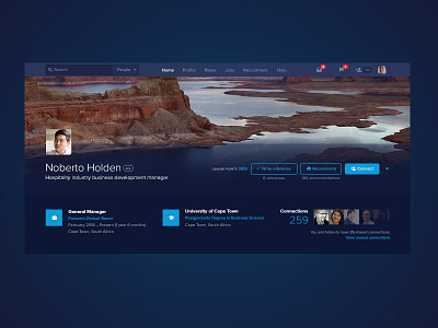User Profile Card app blue cover dark header layout networking profile ui user website