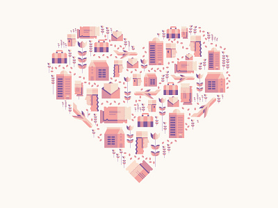 Valentine bellhop flower heart hotel plane ticket travel vacation valentine