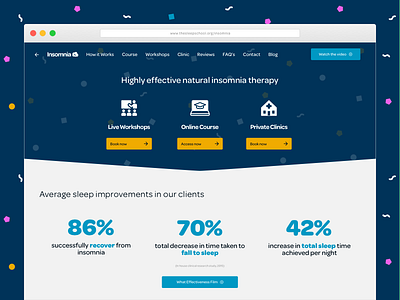 The Sleep School desktop homepage hybrid insomnia omnes school sleep ui website