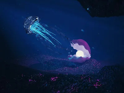 Under the sea Shot 2 3d cinema 4d clam colors donwload fog hair render jellyfish motion graphics openfile texture vray