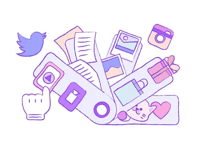 Social media content cute design illustration social media vector