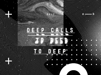 Deep Calls abstract black black and white dots grain minimal outerspace space texture typography warp white