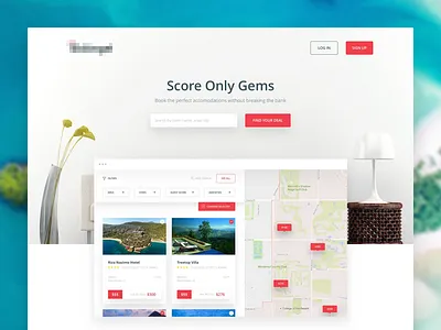 Hotel Finder app clean hero homepage hotel interface landing product travel ui web web design