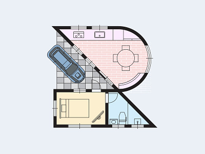 Dream House branding floor plan house icon illustration real estate vector