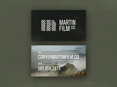 Business Cards for Martin Film Co. adventure brand branding business card film icon identity logo mark videographer
