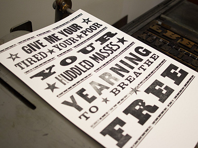 Huddled Masses letterpress resist wood type