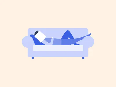 Debrief Illustration blue chatbot illustration lazy sunday