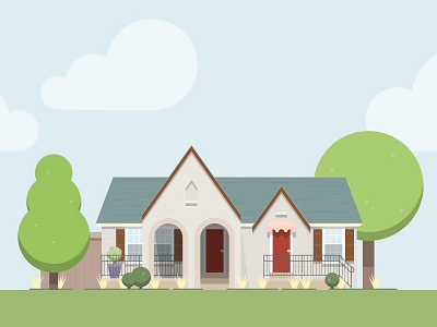 Texas House house illustration trees vector