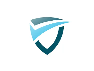 Shield logo badge blue check emblem flat icon logo mark security shield