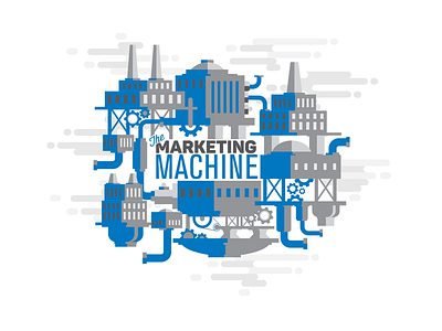 Marketing Machine flat illustration industry machine vector