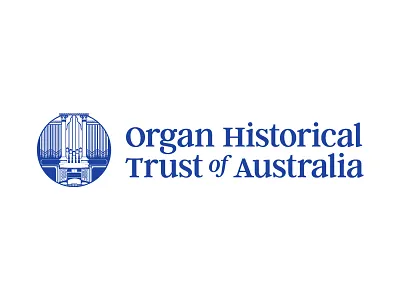 Organ Historical Trust of Australia (OHTA) logo design blue logo organ pipe organ visual identity